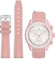 Omega x Swatch MoonSwatch Watch Strap 20mm - Soft Silicone Curved No Gap Replacement Band for Speedmaster - Men and Women