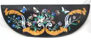 Black Marble Console Table Antique Design Inlay Work Coffee Table Top for Office