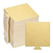 200pcs Mini Cake Boards, Mousse Cake Cardboards Square Cake Bases (Gold)
