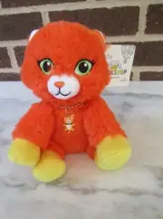 Build-A-Bear Buddy Candy Corn Orange Kitty Cat 7" -Tabby Cat Charm Necklace