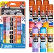 Elmer’s Color 'n Glitz Glue Sticks, Washable, Assorted Colors, Includes Disappearing Purple Glue Sticks, 6 Grams, 12 Pack