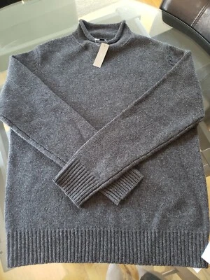 New J Crew 100% Lambs Wool Charcoal Gray Mock Neck Sweater Size M