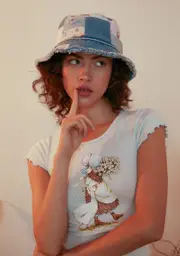 [Dolls Kill x Holly Hobbie] Dose Of Happy Patchwork Bucket Hat