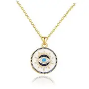 Evil Eye Necklace Gold Protection Necklace, Handmade Gold Evil Eye Necklace