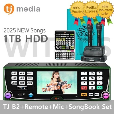 TJ Media B2 Karaoke Machine System 1TB + Wireless Mic DCOM eve3 + Remote + Book_