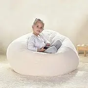 UYSOFRCV Lazy Sofa Cover, (No Filler) Comfortable Outdoor Lazy Seat Bag Faux FurCouch Cover, Soft Premium Stuffable Bean Bag Chair Cover, Living Room Bedroom Furniture Outside Cover,White,100x120cm