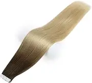Hair Extension Tape in Human Hair Extensions Balayage Blonde Color Omber Human Hair Skin Weft Glue on Seamless Machine remy by HUANGYUZHENZHI (Color : 3 8 613, Items per Package : 20 pcs)