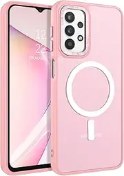 [GUAGUA] for Samsung Galaxy A23 Case Compatible with MagSafe Magnetic Cases Slim Translucent Matte Skin Feeling Shockproof Protective Anti-Scratch Phone Case for Samsung Galaxy A23 5G/4G, Pink