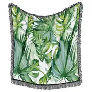 Tropical Monstera and Palmetto Leaves Throws