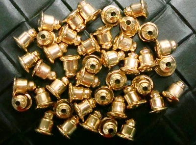 40 Earring backs bullet clutches strong basic no tip Yellow gold plated FPE133
