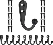 HAHAYOO 10 PCS Coat Hooks Wall Mounted, Premium Black Heavy Duty Metal....