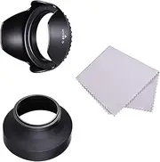 58mm Lens Hood Set with Tulip Flower Lens Hood + Collapsible Rubber Lens Hood + Lens Cleaning Cloth Replacement for Canon EOS 700D 650D 600D Rebel T5i T4i T3i T3 for Canon EF-S 18-55mm f/3.5-5.6 is