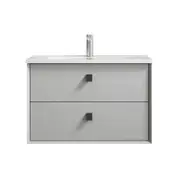 750mm Boston Light Grey Wall Hung Vanity and Noosa Framed LED Mirror