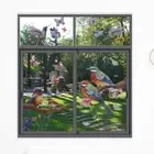 Cartoon Bird Window Film Colorful Static Cling Film Spring