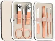 lskdnrufh Nail Clipper Set 7 Pcs/Set Stainless Steel Nail Portable Clippers Kit Travel Manicure Tools Ear Cleaning Tools Nail Care Pedicure Tool Manicure Set(Gold)