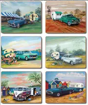 Country Kitchen Classics Caravans Cinnamon Cork Backed Drink Coasters Set 6