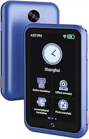 Portable 4G Language Translator Device with 138 Languages Voice Translating 19 Offline Translation Simulta Us Interpretation Support Data Sim Card Voice Video Recording Text/P Translate Group Blue