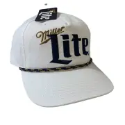 Mad Engine Miller Lite Throwback White Rope SnapBack Adjustable Hat Cap OSFM