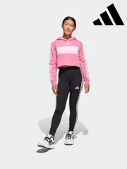 adidas Pink Essentials Tiberio 3-Stripes Crop Hoodie and Legging Set Kids (E42535) | $104