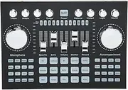 Podcast Equipment Bundle, Live Sound Card, Large Knob Bluetooth 5.0, Noise Reduction, HiFi Mini Sound Mixer with RGB Light for PC Black