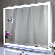 Hollywood Mirror Makeup Mirror, Vanity Mirror with Lights, Smart LED Mirror Touch Control 3 Colors Dimmable Light, Tabletop/Wall Mount Mirror, Silver, 720×562×120mm