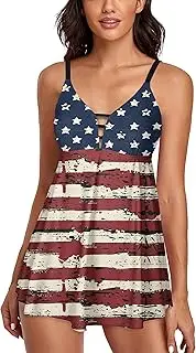 [Omichic] Womens Tummy Control Swimderss Two Piece Tankini Swimsuits Bikini Bathing Suits Tank Top with Boyshorts Swimwear