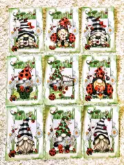 (9) Cards~Ladybug Gnomes~One of a Kind~Greeting Card Making Toppers~263N