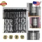 Pair of Sheer Black Knitted Lace Curtains 54"x63" with Rod Pocket for Any Room