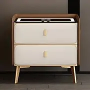 Smart Nightstand with Wireless Charging, Bedside Table with Three-Color Light, Wooden Bed End Table,for Living Room, Bedroom and Office(Color:3,Size:50x40x47cm/19.6x15.7x18.5in)