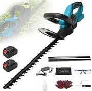 Electric Hedge Trimmer, 600W Grass Trimmer with Two 48V Batteries,14mm Cutting Diameter and 510Mm Blade Length, Household Lawn Mower, for Hedges, Bushes, Branches, Shrubs, Twigs