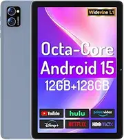 LECTRUS 10.1" Android 15 Tablet 2025-12GB RAM 128GB ROM (1TB Expandable), Octa-Core CPU, 1280x800 HD IPS, 10H Battery | 13MP+5MP Dual Camera | Widevine L1 | BT5.0, Dual Speakers & WiFi