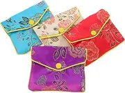 SAFIGLE 4Pcs Embroidered Jewelry Pouch Stylish Satin Bags for Necklaces Bracelets Accessories Flower Design present Bags for Travel Storage