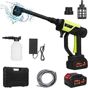 Cordless Pressure Washer, 21V 30 Bar / 435 PSI Handheld Power Washer Battery Powered with 2pcs Battery, 6-in-1 Nozzle,Foam Cannon, 16FT Hose for Watering, Cleaning, Car Washing, Floor Washing, Green