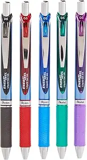 Pentel EnerGel RTX Fine Line Metal Tip Retractable Liquid Gel Pen, 0.5 mm Tip Size, Assorted (Pack of 8)