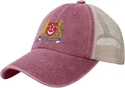 [Generic] National Emblem of Singapore Cowboy Mesh Baseball Cap for Singaporean Man Woman Outdoor Adjustable Denim Hat