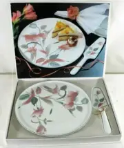 VTG Mikasa Cake Set Plate and Server FX003 Silk Flowers 306 Made in Japan
