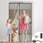 Magnetic Screen Door Mesh,32''x 80'' Door Screen Magnetic Closure,Net Screen with Magnet for Sliding Door,36 Stronger Magnets,Heavy Duty,Hands Free,Self Sealing,Keeps Bugs Out,Pet and Kid Friendly