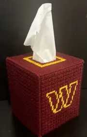 Washington Commanders Tissue Box Plastic Canvas Cover Handmade