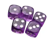 5 pcs 14 mm Purple Transparent Acrylic Round Edge Dice Set - New