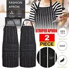 Stylish Kitchen Striped Apron Adjustable Chef’s Apron Bib Cooking Pocket Butcher