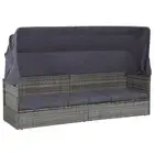 Sun Lounger Garden Outdoor Day Bed Lounge Bed with Canopy Poly Rattan vidaXL