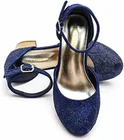 [ELSA & ANNA] Snow Queen Princess Shoes - 3cm Heeled Princess Dress Up Shoes - Sparkle & Crystals Fancy Dress Shoes - Elsa Dress Up Shoes for Parties & Birthdays, Cosplay - Kids High Heels​​ (BLU2101)