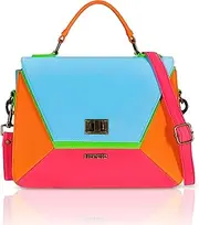 [I-IEREJE] HEREJE Women Shoulder Bag - Chic Top Handle Leather Handbags For Women -Purses for Women - Retro Colorful Crossbody Bag -Spring Summer 2025, Orange,green Apple,turquoise,pink, Medium