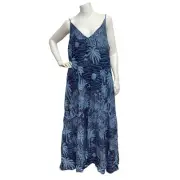 H&M X DESMOND DEMPSEY NEW $40 Women L Tropical Palm Tree Dress Jungle Print Maxi