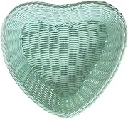 Heart Shaped Wicker Basket for Home Storage And Organization, Green, as described