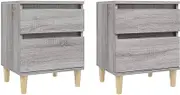 Bedside Cabinets 2 pcs Grey Sonoma 40x35x50 cm - Engineered Wood & Solid Eucalyptus Wood Storage Cabinets for Bedroom, Durable Nightstands with Spacious Storage