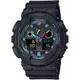 CASIO G-SHOCK 霧黑螢光防磁雙顯計時錶/GA-100MF-1A