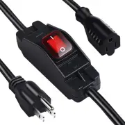 UL Certified 25 Ft Heavy Duty Extension Cord with Waterproof Switch, Black