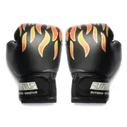 1 Pair Muay Thai Boxing Gloves Sparring Fight Training Coaching Fitness Gloves Child Kids Boxing Gloves BLACK COLOR