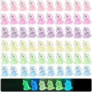 60 Pcs Glow-in-The-Dark Unicorn DIY Cream Glue Accessories Decorative Creative Micro Landscape Resin Accessories,DIY Charms for Garden Landscape Birthday Party Room Crafts Decor (6colours)